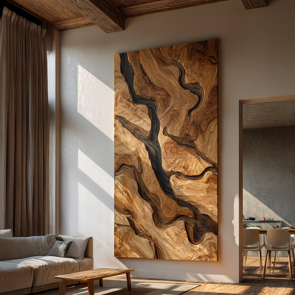 Teezano Handcrafted Wooden Wall Art Sculpture, Solid Wood 3D Wall Decor Panel for Bedroom & Living Room, SILDTTRWA035