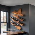 Handcrafted Live Edge Wooden Wine Holder, Rustic Solid Wood Bottle Storage Rack for Bar Decor
