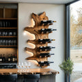 Modern Live Edge Wooden Wine Rack, Handcrafted Solid Wood Bottle Storage Holder Display Shelf