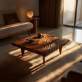 Spry Interior Farmhouse Solid Wood Irregular Coffee Table, Handcrafted Natural Wood Accent Table for Living Room & Entryway, SILDTTRCF073