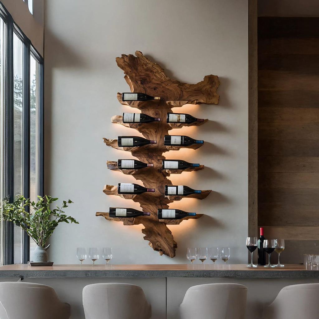Handcrafted Live Edge Wine Holder For Luxury Furniture Decor