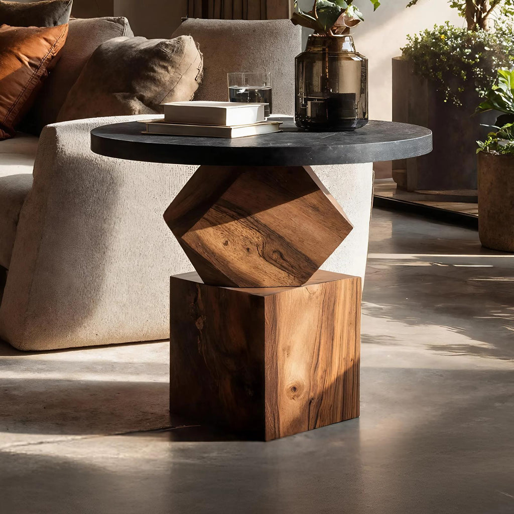 Modern Wooden Side Table & Bedroom Nightstand, Minimalist Solid Wood Accent End Table for Living Room