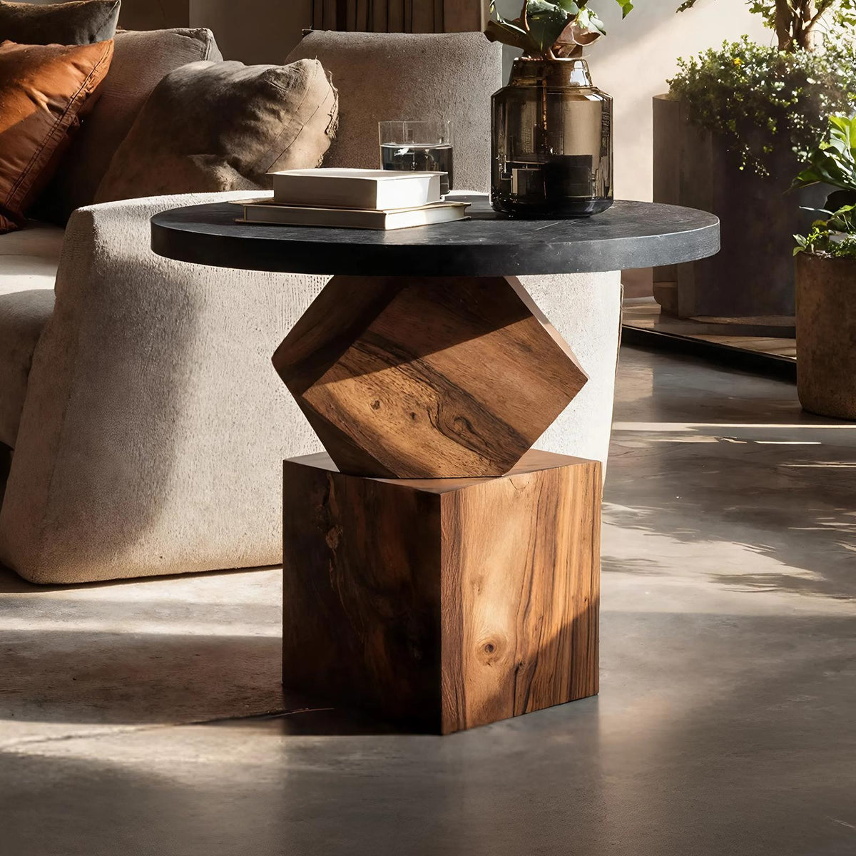 Modern Wooden Side Table & Bedroom Nightstand, Minimalist Solid Wood Accent End Table for Living Room