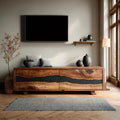 Spry Interior Handcrafted Live Edge TV Cabinet, Rustic Solid Wood Media Console & Entertainment Center Stand, SILDTTNTVC092