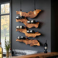 Farmhouse Wooden Wine Holder, Rustic Solid Wood Bottle Storage Display Rack for Entryway Decor