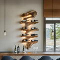 Modern Solid Wood Wine Rack, Handcrafted Wooden Wine Bottle Holder Shelf for Living Room