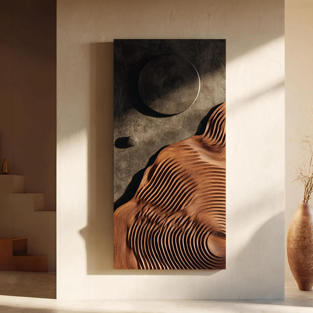 Spry Interior Mid Century Abstract Wood Wall Decor, Handcrafted Geometric 3D Wall Art Sculpture for Living Room and Entryway Accent, SILDTTNWA061