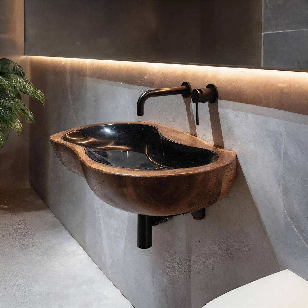 Farmhouse Solid Wood Vessel Sink, Rustic Handcrafted Wooden Bathroom Wash Basin for Vanity Decor