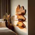 Modern Live Edge Floating Shelf, Rustic Wood Wall Mounted Display Rack for Bedroom Decor & Storage
