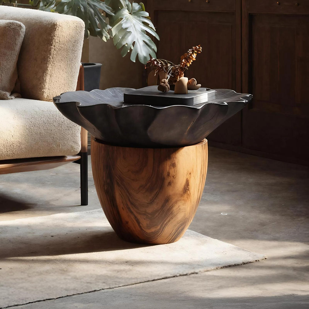 Mid Century Wooden Side Table, Solid Wood End Table & Accent Pedestal for Modern Lounge, Living Room Decor