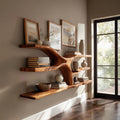 Mid Century Wooden Wall Mounted Bookshelf For Office Library