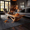 Modern Solid Wood Coffee Table, Spooky Haunted Style Live Edge Wooden Table Top for Halloween Living Room Decor