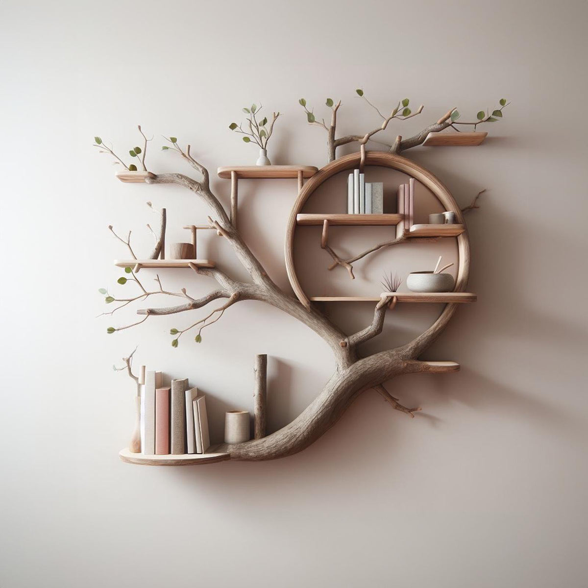Tree Branch Floating Corner Bookcase
