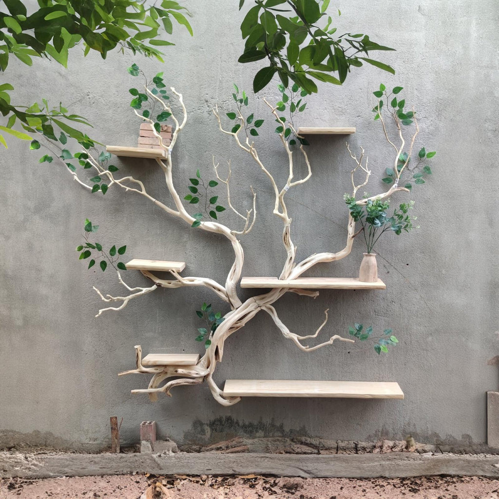 Tree Branch Floating Shelf Solid Wood Carving
