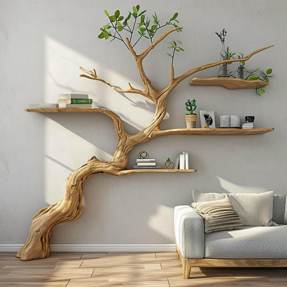 Tree Branch Floating Shelf Driftwood Bookshelf