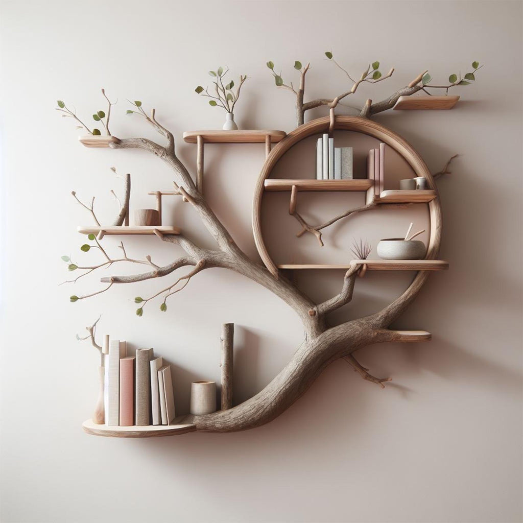 Tree Branch Floating Corner Bookcase