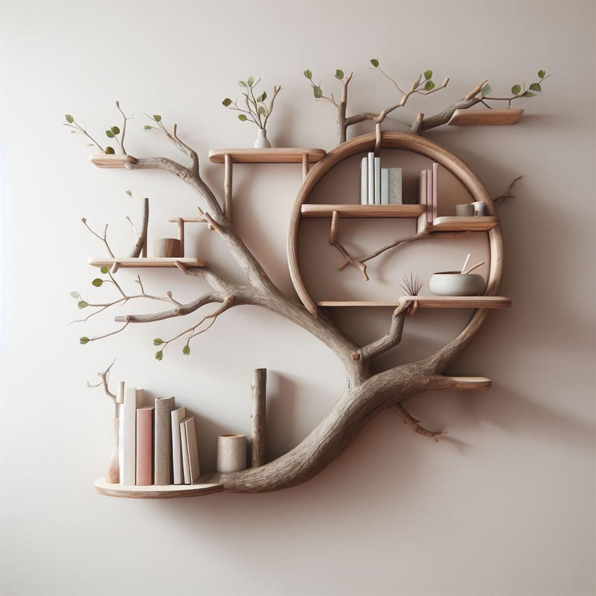 Tree Branch Floating Corner Bookcase