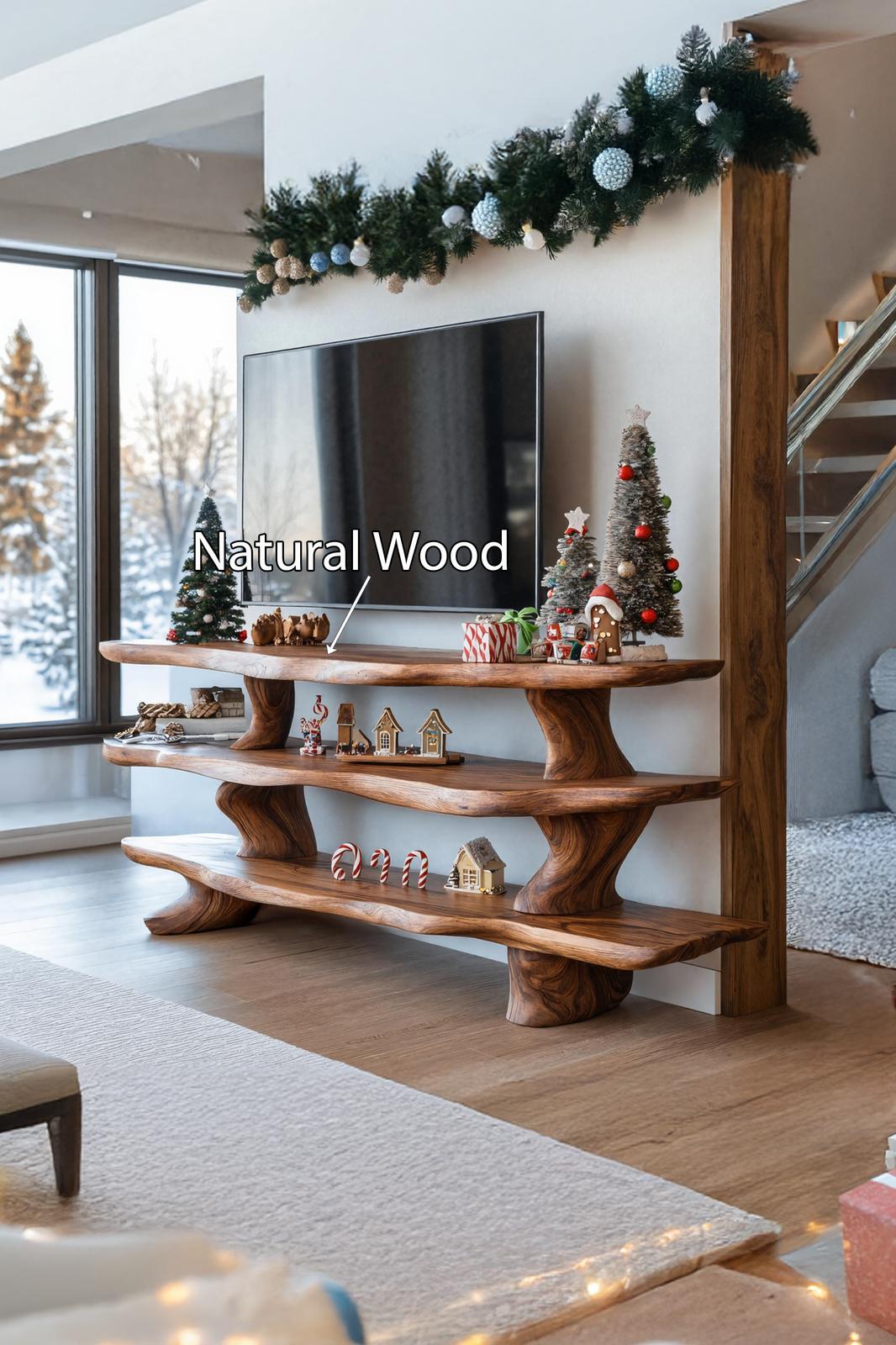 Mid Century Solid Wood TV Console For Holiday Bedroom Decor