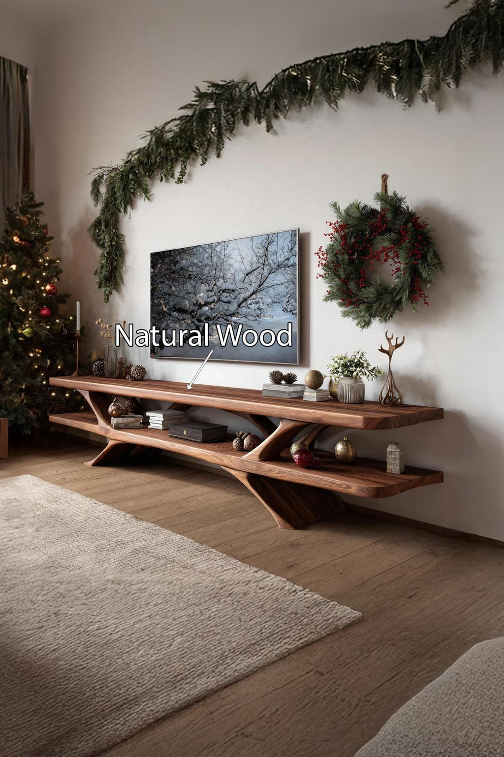 Handcrafted Live Edge TV Console, Solid Wood Media Stand & Entertainment Center for Living Room