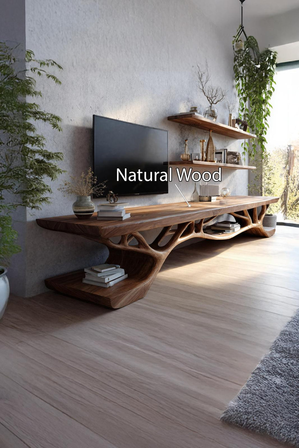 Mid Century Solid Wood TV Console For Bedroom And Entryway Decor