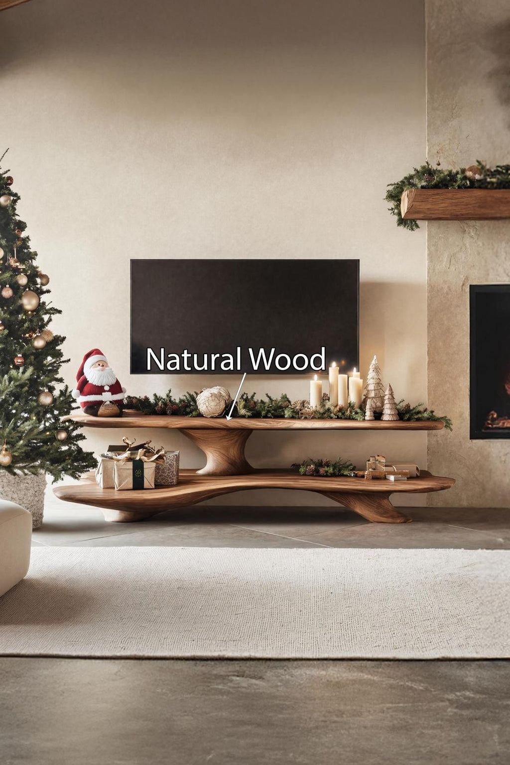 Handcrafted Live Edge TV Console, Solid Wood Entryway Credenza & Media Stand for Living Room