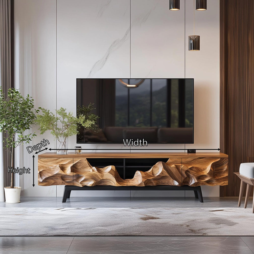 Farmhouse Style Solid Wood TV Cabinet, Rustic Handcrafted Media Console Credenza Entertainment Center Decor