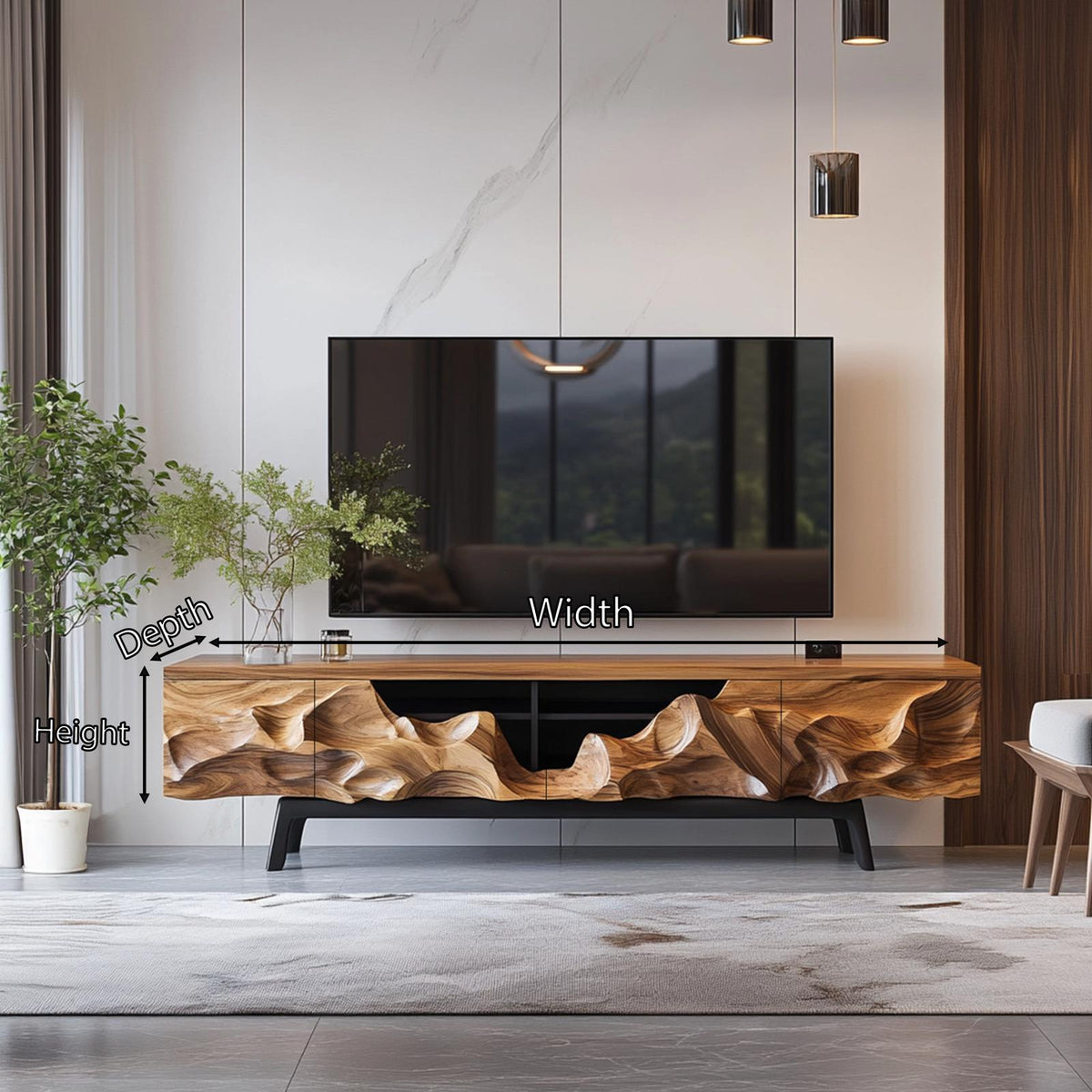 Farmhouse Style Solid Wood TV Cabinet, Rustic Handcrafted Media Console Credenza Entertainment Center Decor