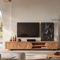 Mid Century Solid Wood TV Stand, Retro Handcrafted Media Console Cabinet & Entertainment Center for Living Room