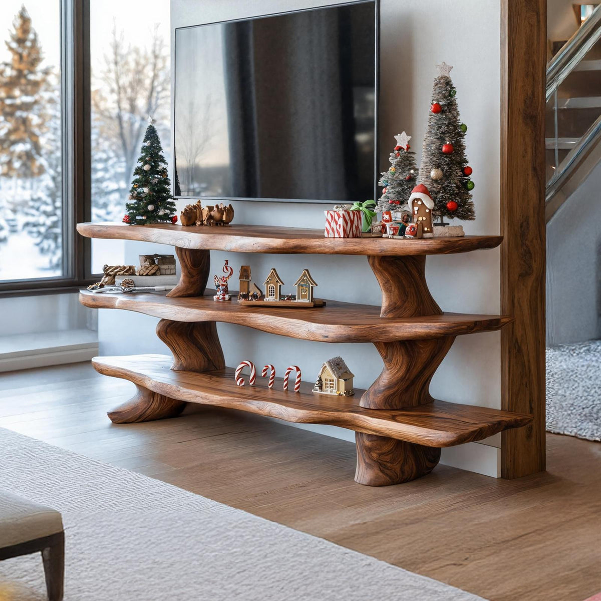 Mid Century Solid Wood TV Console For Holiday Bedroom Decor