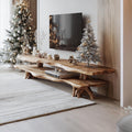 Modern Solid Wood TV Console, Live Edge Media Stand & Entertainment Center for Living Room