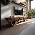 Handcrafted Live Edge Wood TV Console Table, Rustic Media Stand Entertainment Center for Living Room Entryway Decor