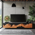 Rustic Solid Wood TV Cabinet, Handcrafted Media Console Table & Entertainment Center for Living Room Setup