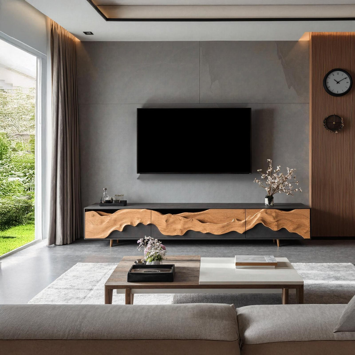 Rustic Solid Wood TV Cabinet, Handcrafted Media Console Table & Entertainment Center for Living Room TV Stand