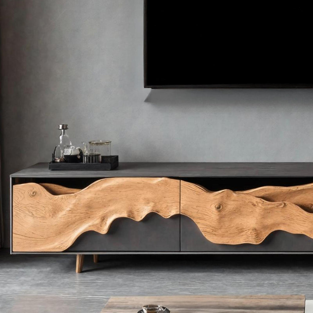 Rustic Solid Wood TV Cabinet, Handcrafted Media Console Table & Entertainment Center for Living Room TV Stand