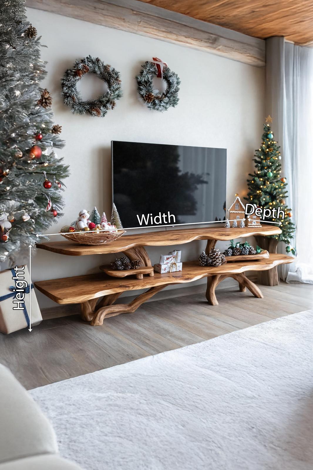 Modern Live Edge TV Console, Solid Wood Media Stand & Entertainment Center for Living Room