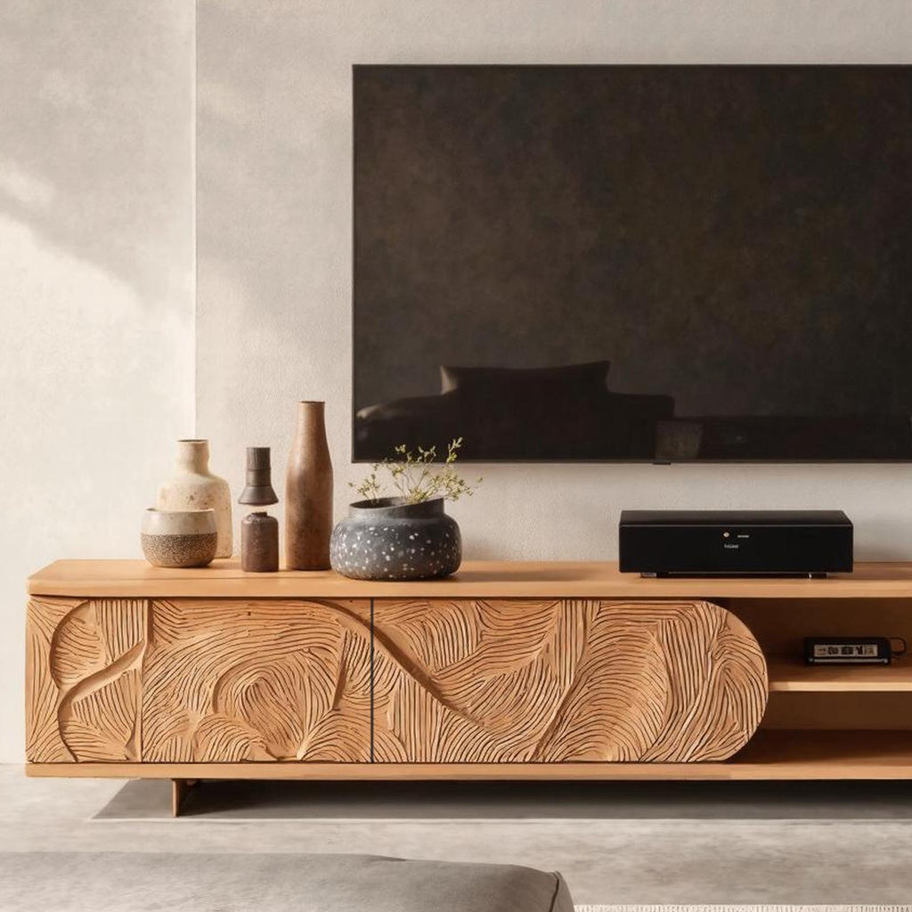 Mid Century Solid Wood TV Stand, Retro Handcrafted Media Console Cabinet & Entertainment Center for Living Room