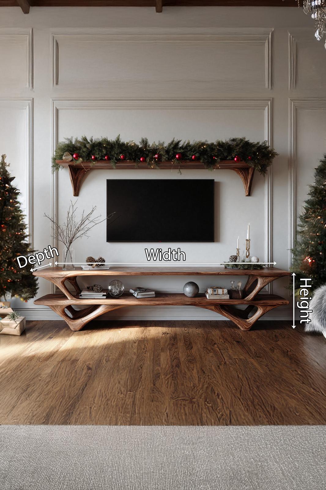 Farmhouse Live Edge TV Console, Solid Wood Media Stand & Entertainment Center for Living Room