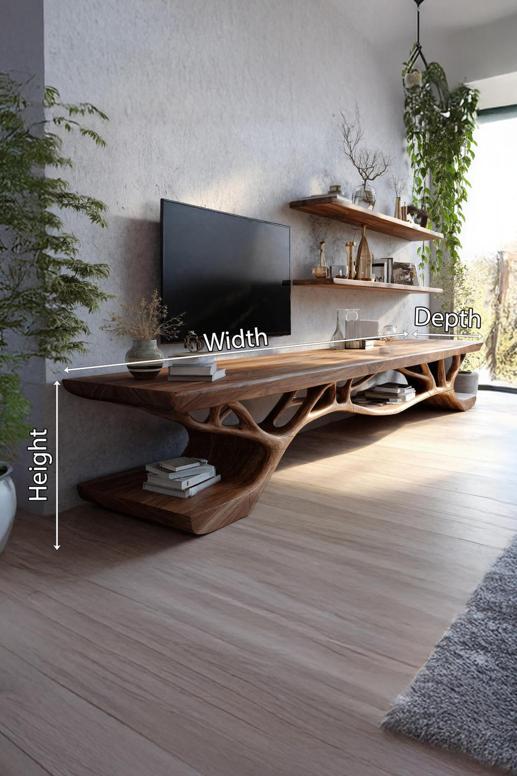 Mid Century Solid Wood TV Console For Bedroom And Entryway Decor