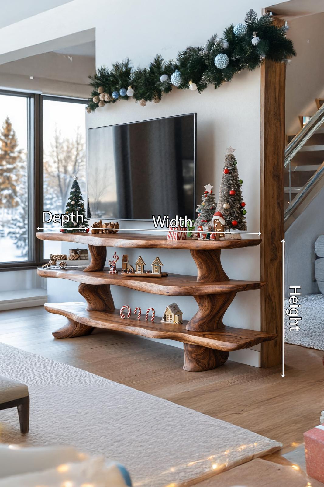 Mid Century Solid Wood TV Console For Holiday Bedroom Decor