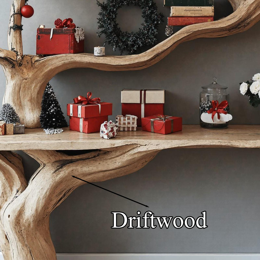 Rustic Entryway Console Table With Tree Bookshelves