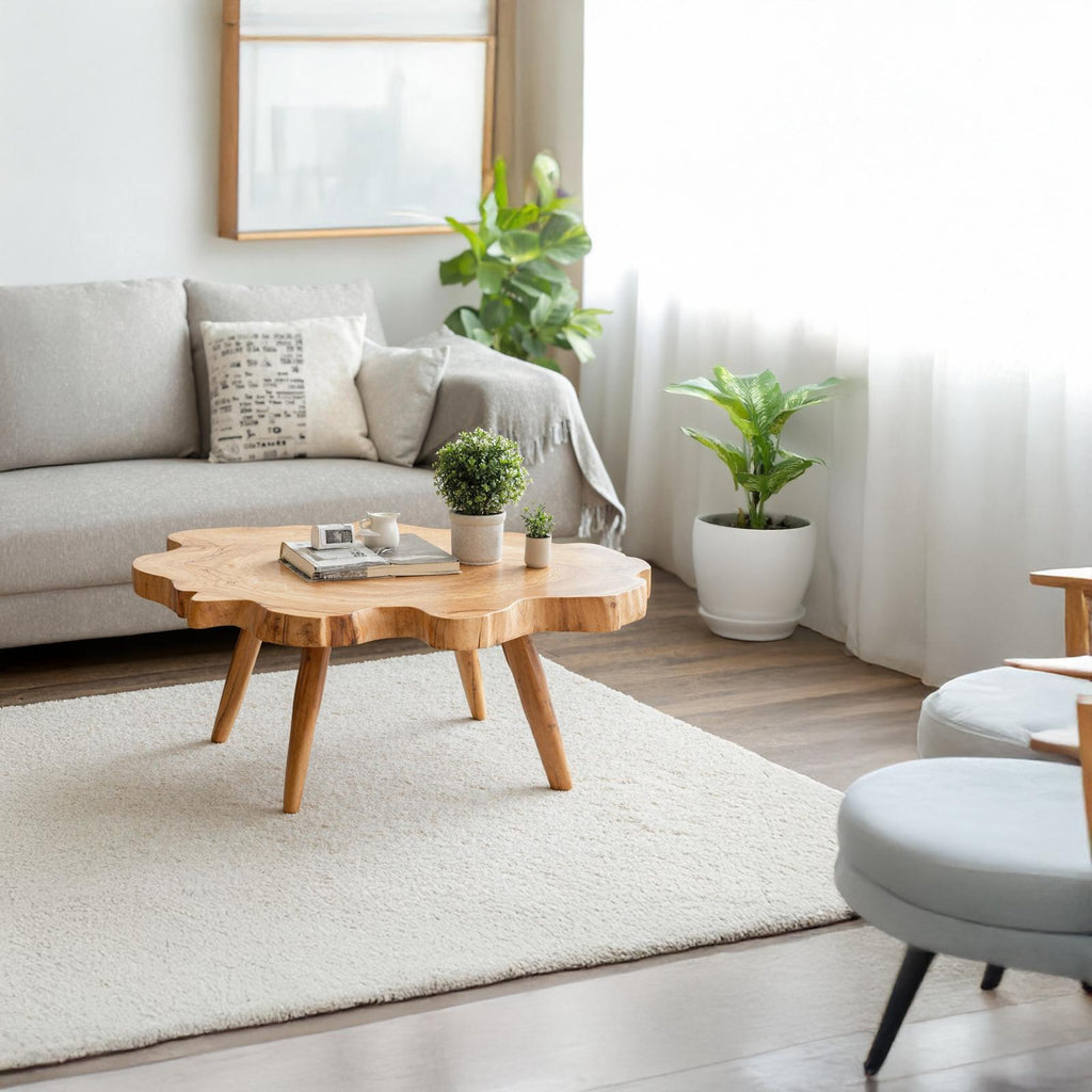 Spry Interior Mid Century Solid Wood Coffee Table, Retro Handcrafted Low Center Table for Classic Living Room Home Decor, SILDTTRCF017