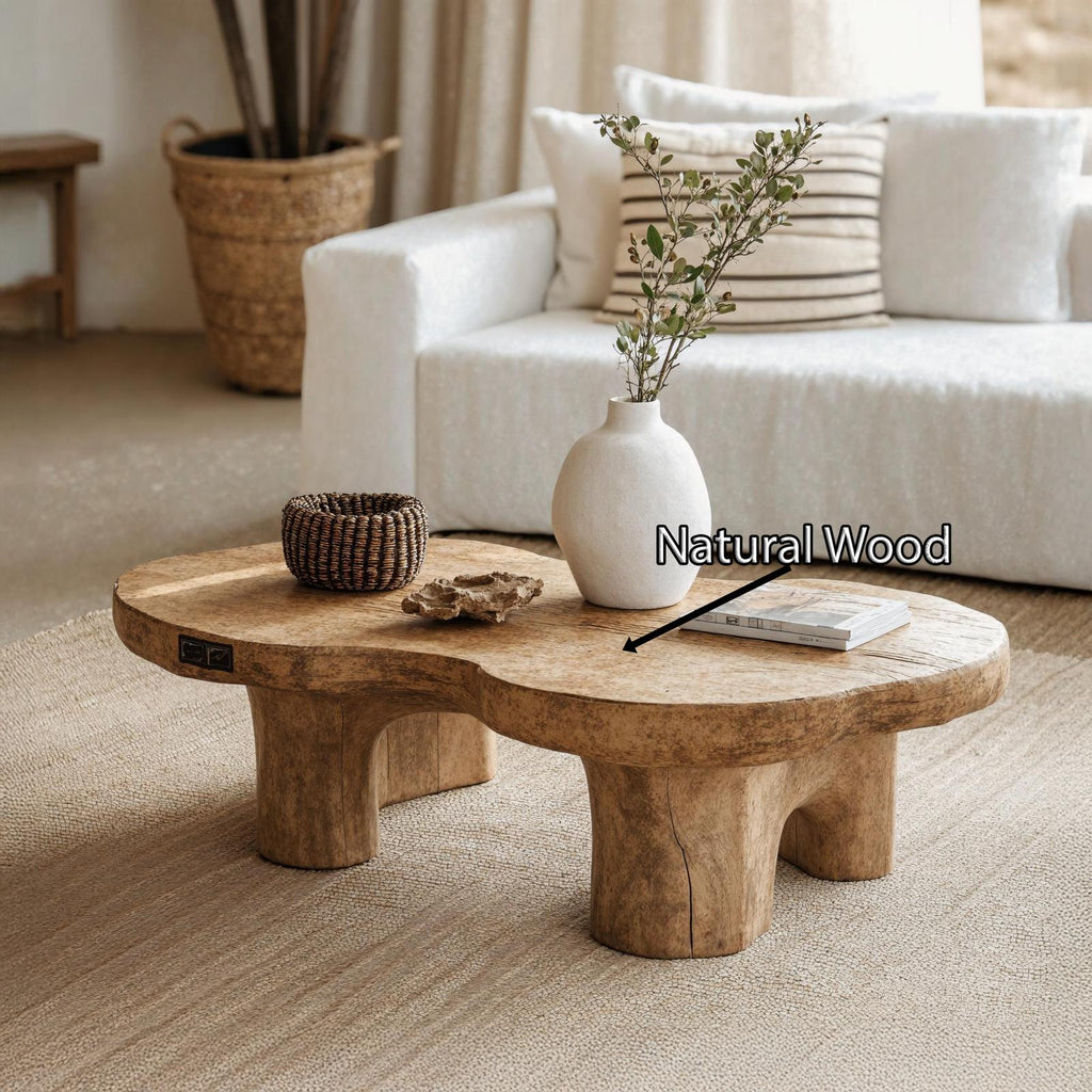 Natural Finish Wood Coffee Table For Organic Home Decor