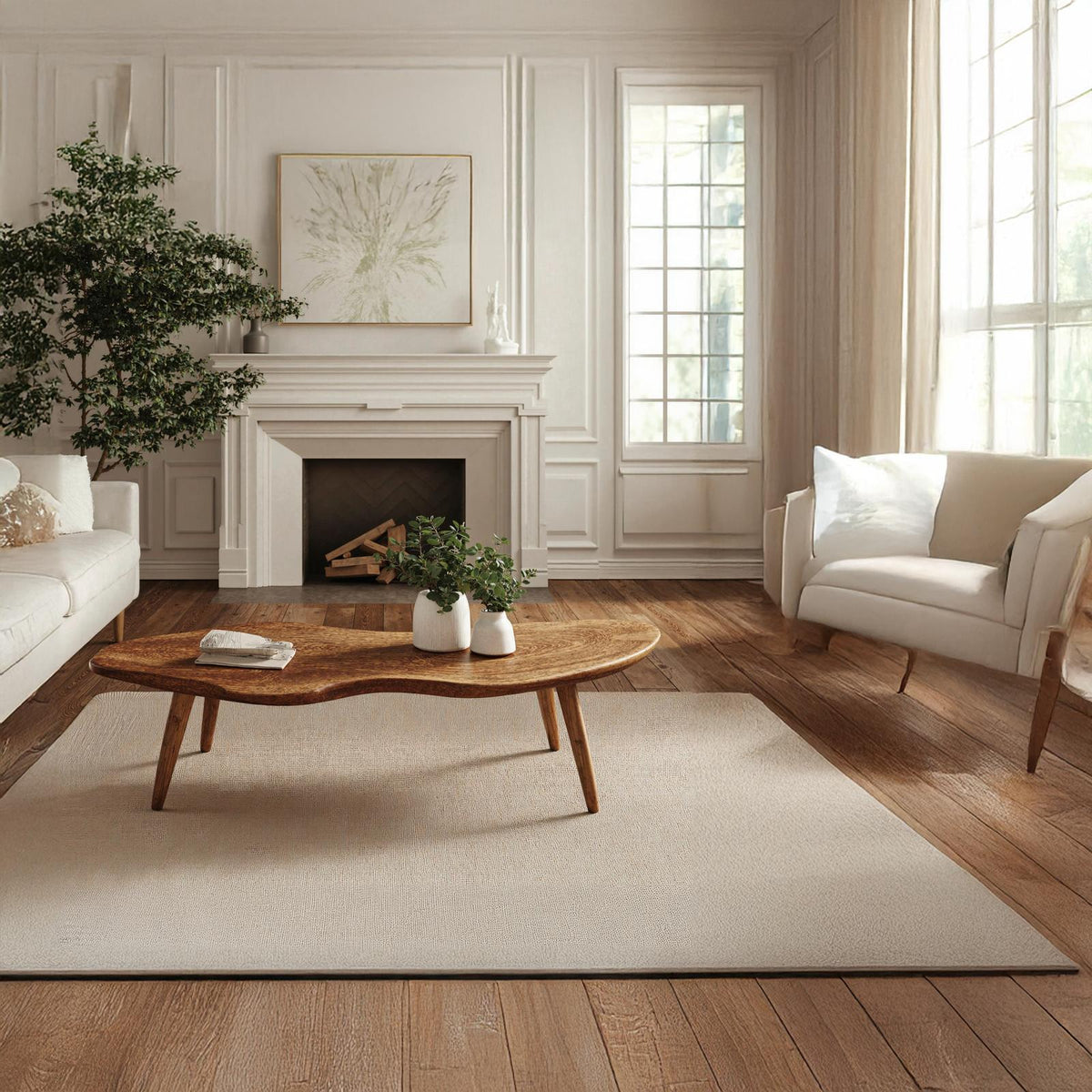 Spry Interior Handcrafted Wood Coffee Table, Rustic Solid Wood Live Edge Central Table for Unique Living Room Decor, SILDTCF064