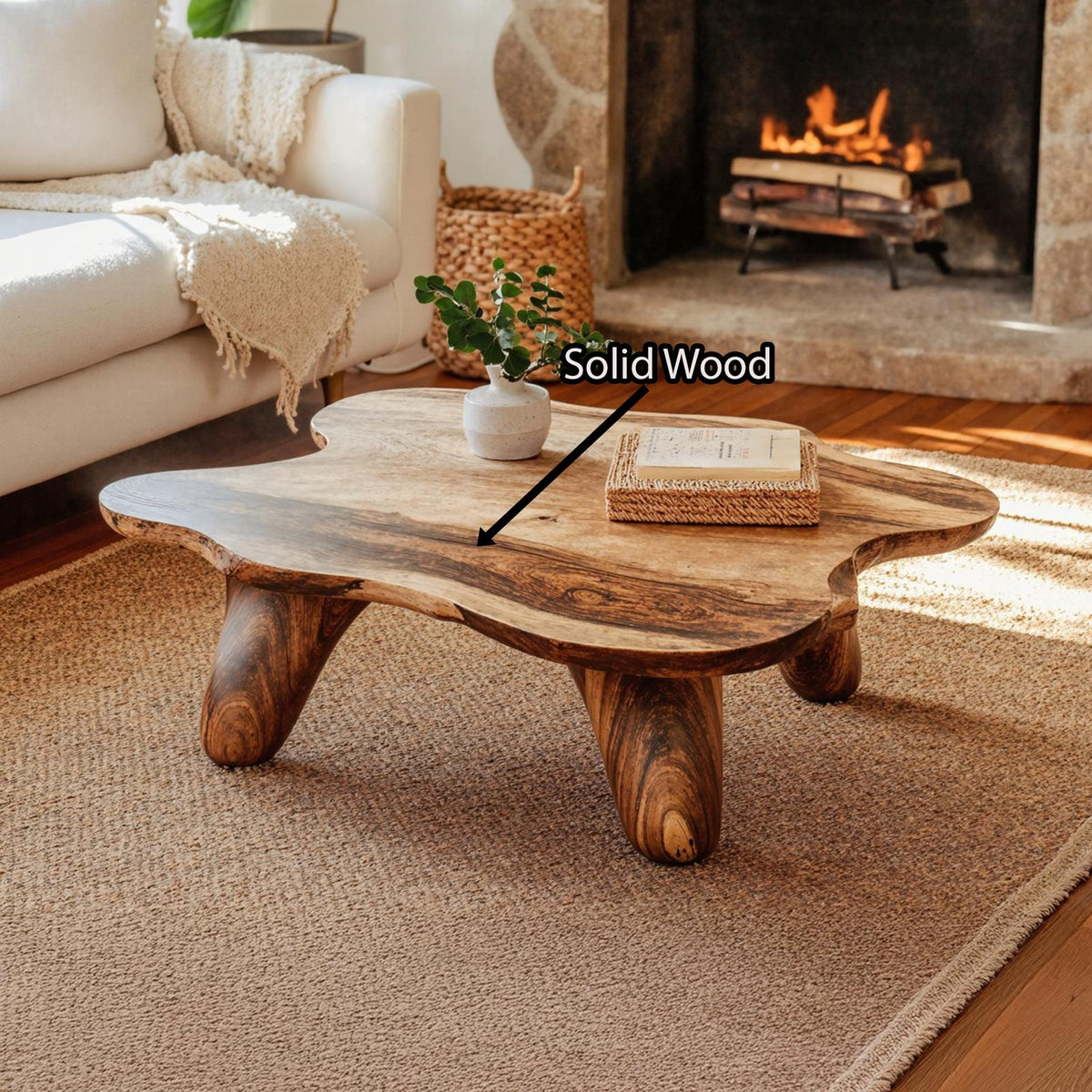 Curved Wood Coffee Table Low Coffee Table