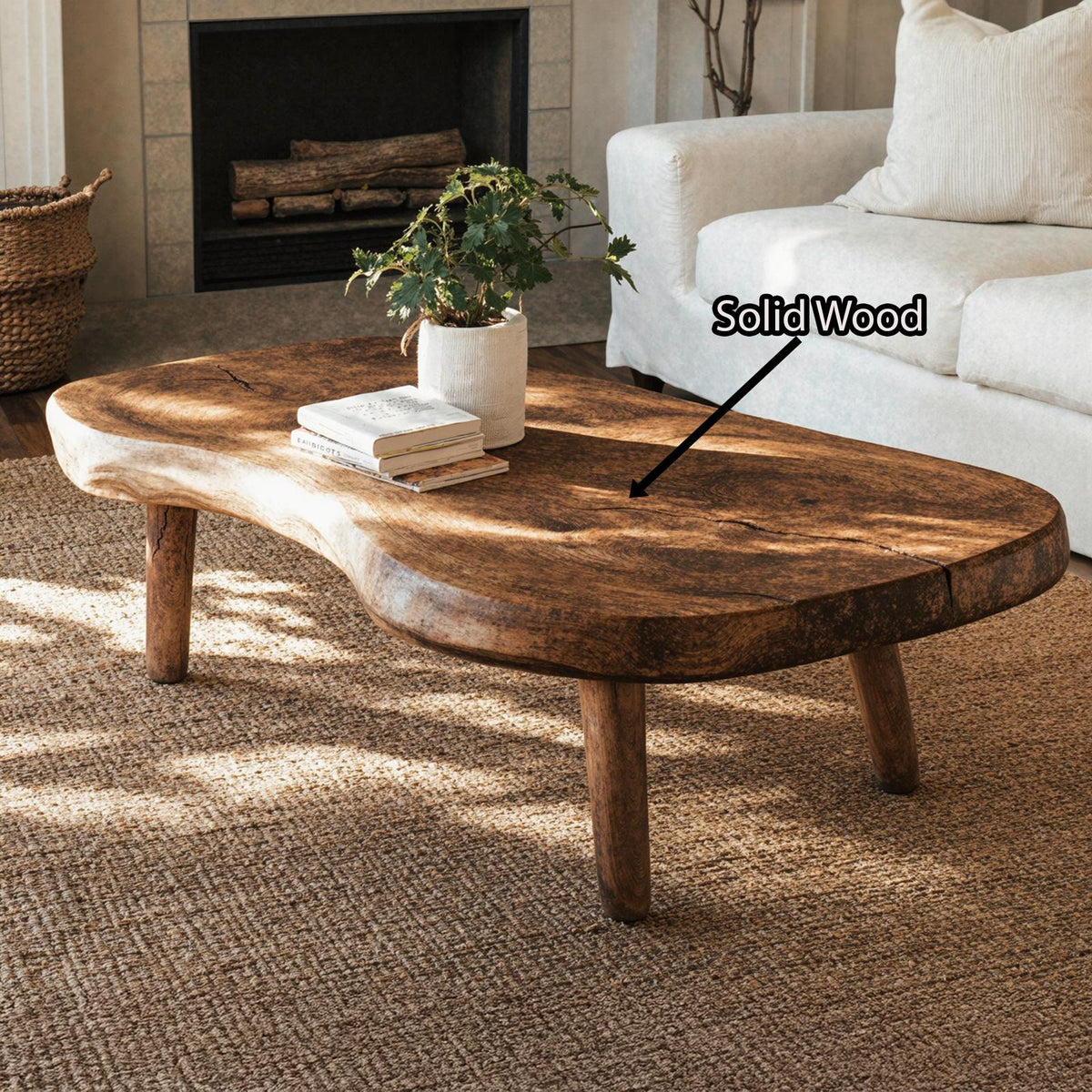 Handcrafted Wood Coffee Table For Living Room