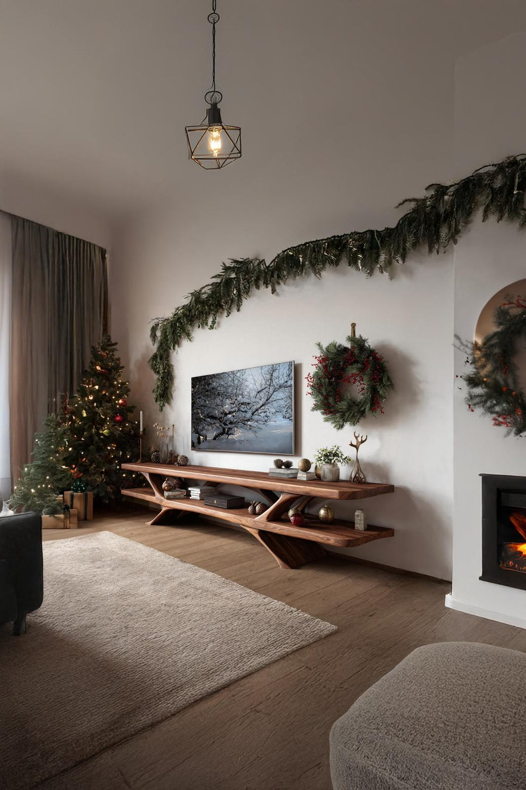 Handcrafted Live Edge TV Console, Solid Wood Media Stand & Entertainment Center for Living Room