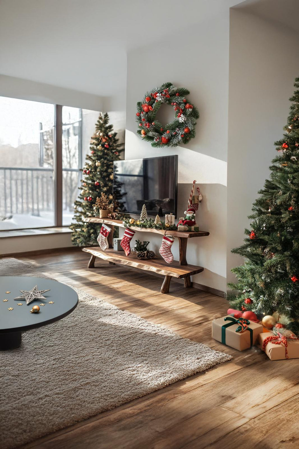 Handcrafted Solid Wood TV Console, Live Edge Media Stand & Bedroom Entertainment Center