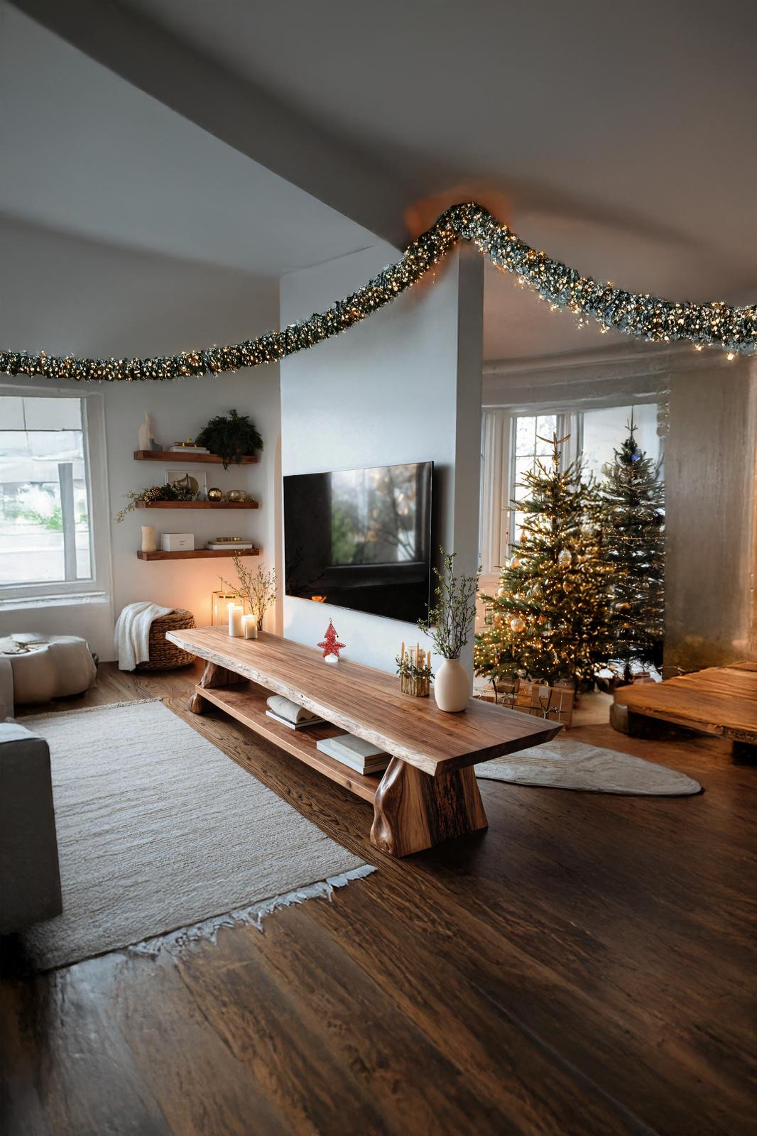 Mid Century Live Edge TV Console, Solid Wood Media Stand & Entertainment Center for Living Room