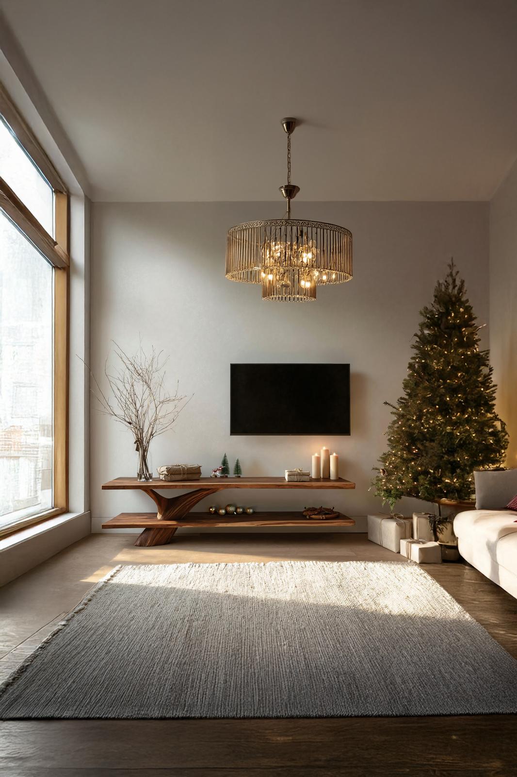 Mid Century Solid Wood TV Console, Live Edge Media Stand & Entertainment Center for Living Room