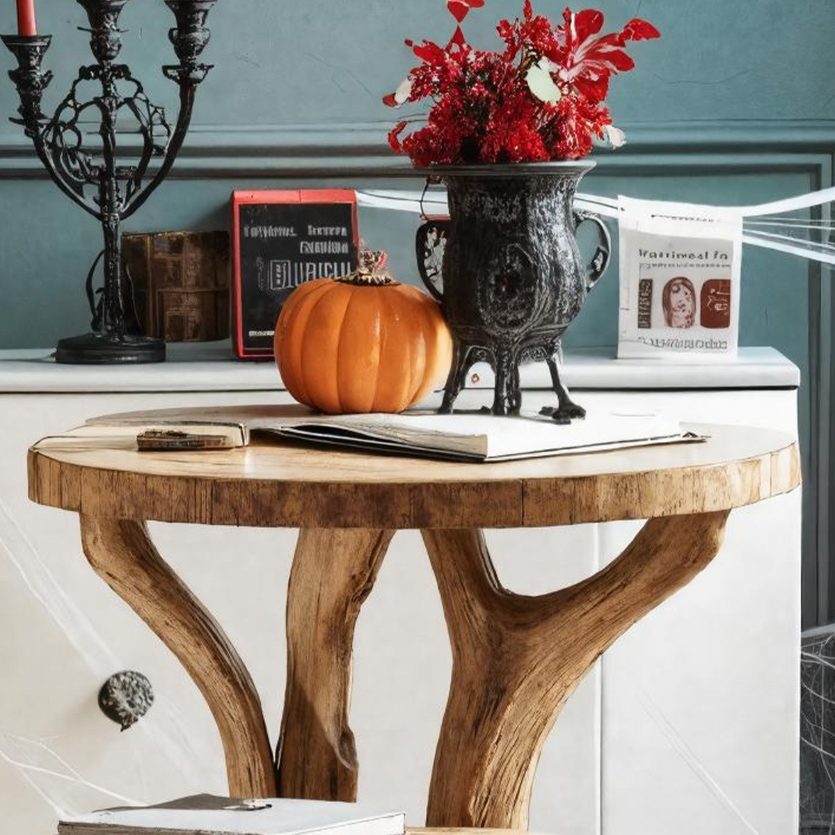 Farmhouse Live Edge Wooden End Table, Rustic Side Table, Small Nightstand for Living Room & Bedroom Decor